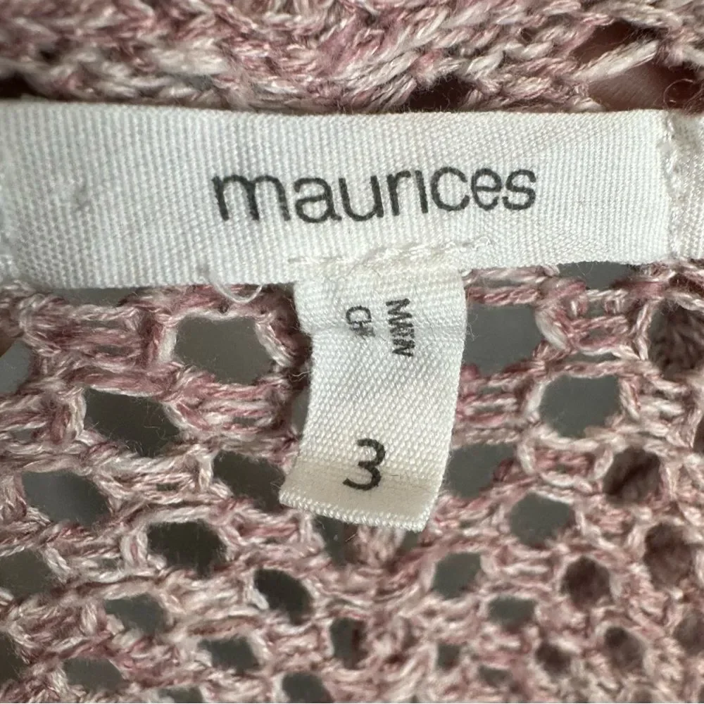 Maurice’s pink and purple color block loose knit open stitch sweater size 3X